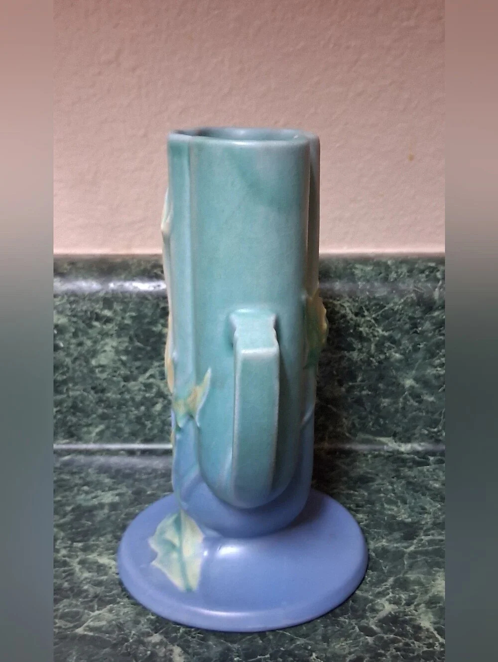 Vintage Roseville Pottery Blue Thornapple - 812 - Art Deco Vase 6.25